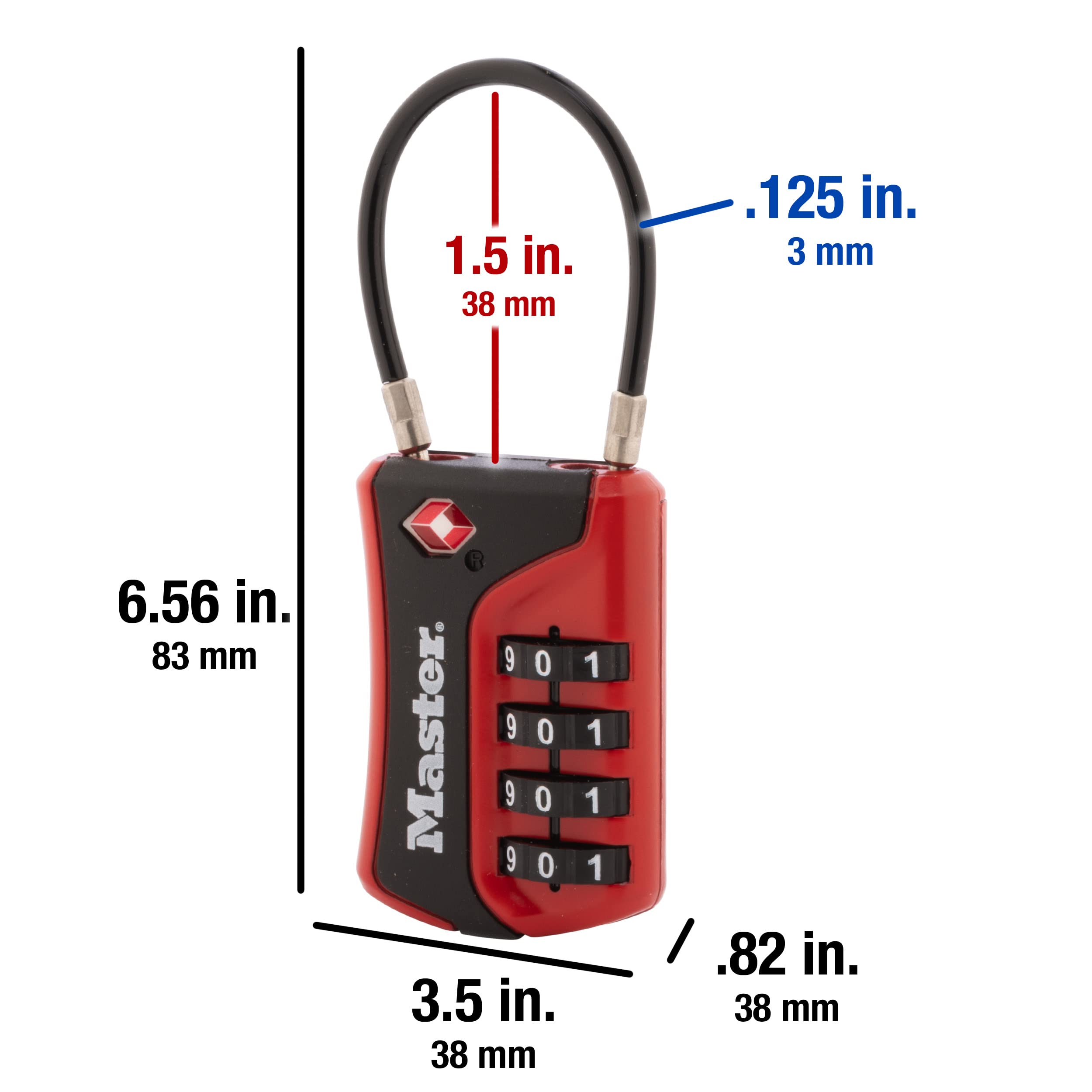 Master Lock 4697D Set Your Own Combination TSA Approved Luggage Lock, 1 Pack, Colors May Vary