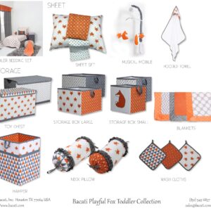 Bacati - Playful Foxes Orange Changing Pad Cover (Orange/Grey Fox with Orange Arrows in Gussett)