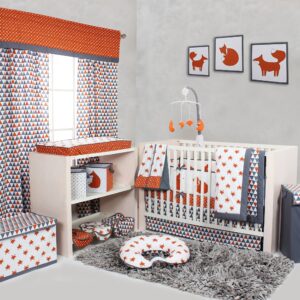 Bacati - Playful Foxes Orange Changing Pad Cover (Orange/Grey Fox with Orange Arrows in Gussett)