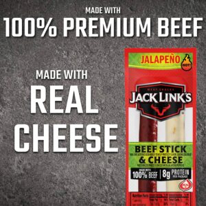 Jack Link’s Jalapeno Beef & Cheese Combo, Spicy Snack Pack – 100% Beef Stick and Cheese Stick Made with Real Wisconsin Cheese - 8g Protein, 1.2 Ounce (Pack of 16)