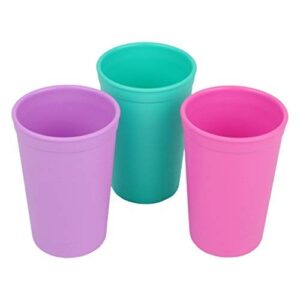 re-play made in usa 10 oz. open cups for toddlers, set of 3 - reusable and stackable toddler cups for easy storage - dishwasher/microwave safe kids plastic cups, 4.75" x 3.25", sparkle