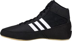 adidas men's hvc wrestling shoe, black/white/iron metallic, 10