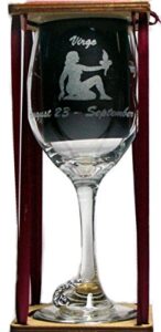 virgo astrological sign stemmed wine glass with charm and presentation packaging