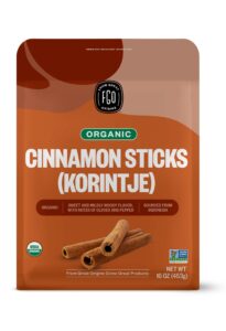 fgo organic korintje cinnamon sticks, 100% raw from indonesia, 100+ sticks 2 3/4" packaging may vary (pack of 1)