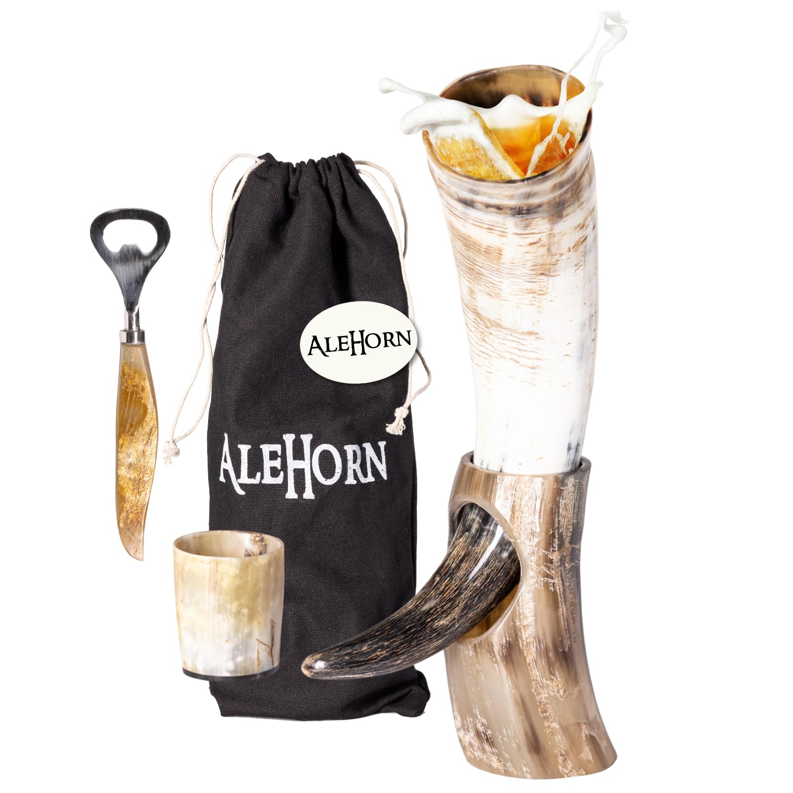 AleHorn Drinking Horn | Viking Drinking Horn set | Viking Mugs for Beer | Viking Drinking Horn Large Coffee Mug | Viking Horn Cup | Mead Horn | Birthday Gifts for Men | Viking Horn Mug (12oz)