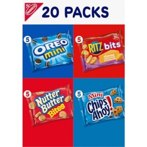 Nabisco Classic Mix Variety Pack, OREO Mini, CHIPS AHOY! Mini, Nutter Butter Bites, RITZ Bits Cheese, 20 Snack Packs