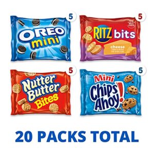 Nabisco Classic Mix Variety Pack, OREO Mini, CHIPS AHOY! Mini, Nutter Butter Bites, RITZ Bits Cheese, 20 Snack Packs