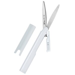 plus pen style compact twiggy scissors with cover, white (34609)