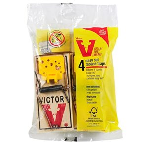 victor 100061105 trap-4/pack easy set mouse trap (4 pack)