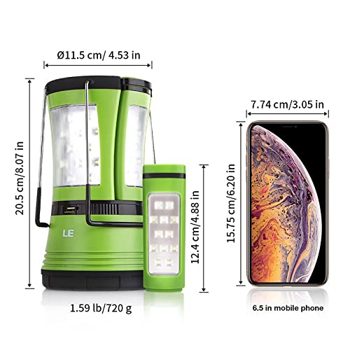 LE LED Camping Lantern Rechargeable, 600LM, Detachable Flashlight, Camping Essentials, Perfect Lantern Flashlight for Hurricane Emergency, Hiking, Fishing and More, USB Cable and Car Charger Included