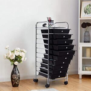 Giantex 10 Drawer Rolling Storage Cart Scrapbook Paper Office School Organizer (Black)