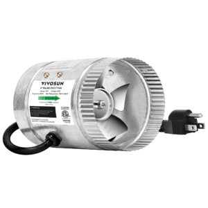vivosun 4 inch inline duct fan 100 cfm, hvac exhaust ventilation fan with low noise for basements, bathrooms, kitchens and attics, silver