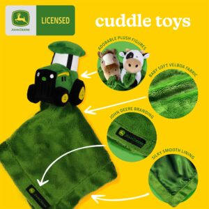 John Deere Baby Cuddle Snuggle Security Blanket Boy Girl Farm Animal Cow Pig Chick, GREEN