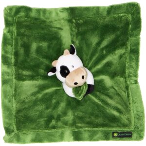 John Deere Baby Cuddle Snuggle Security Blanket Boy Girl Farm Animal Cow Pig Chick, GREEN