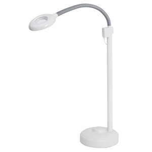 zeny led magnifying floor lamp, magnifying glass with stand for crafts, reading, estheticians' light, adjustable gooseneck standing lamp