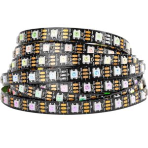btf-lighting ws2812b ic rgb 5050smd pure gold individual addressable led strip 16.4ft 300led 60led/m flexible full color ip30 dc5v for diy chasing color project(no adapter or controller)