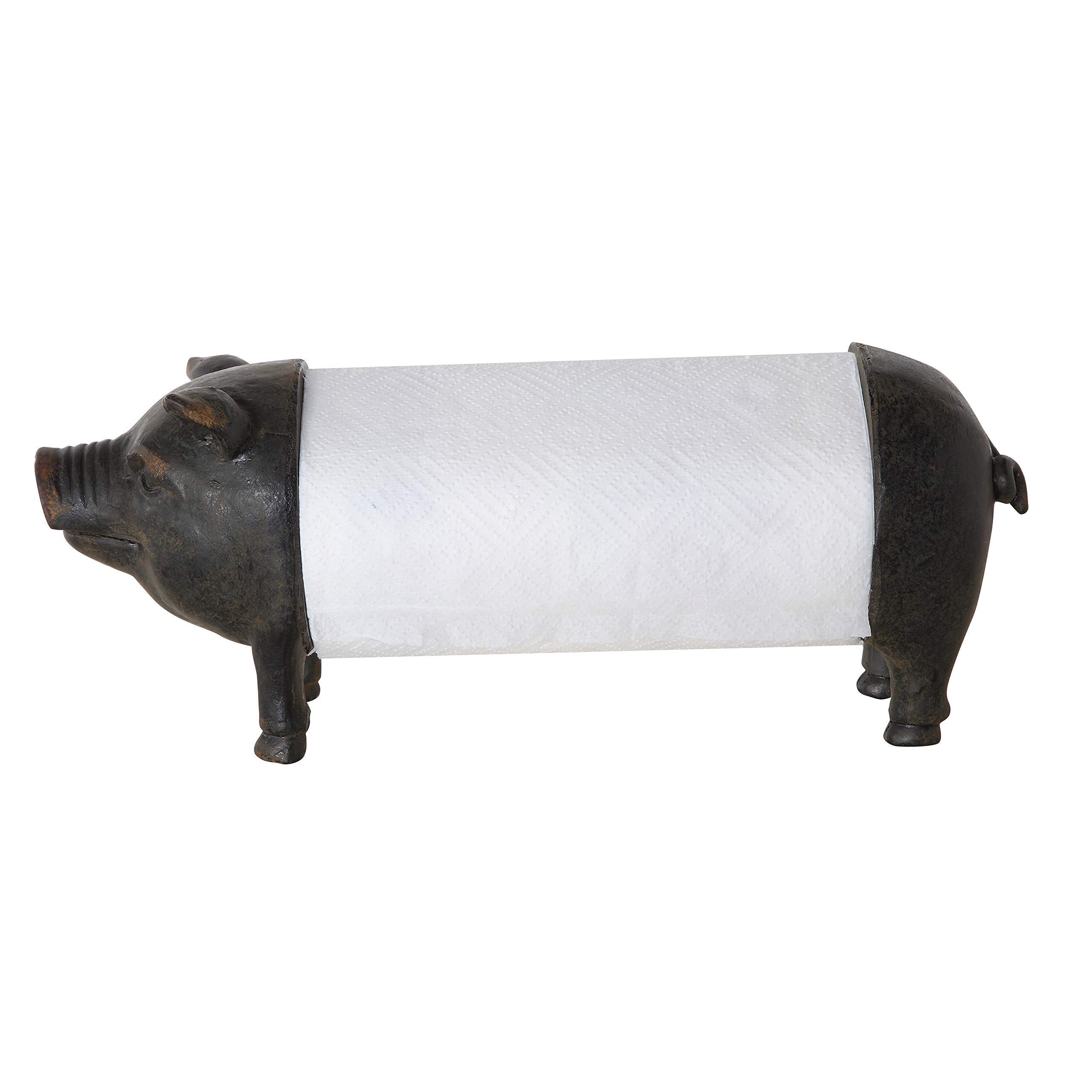 Antiqued Bronze Pig Paper Towel Holder