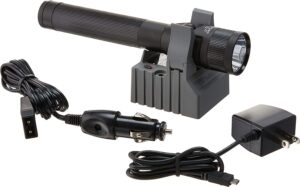 streamlight 75866 stinger 425-lumen ds led flashlight, 120v ac/12v dc steady charger and 1 smart charge holder, black, clear retail packaging