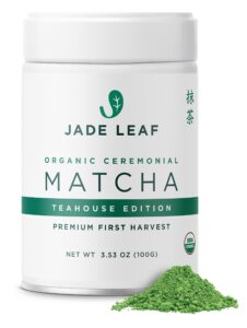 jade leaf matcha organic green tea powder, ceremonial grade, teahouse edition premium first harvest - authentically japanese (3.53 ounce tin)