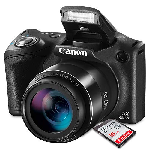 Canon PowerShot SX420 IS (Black) with 42x Optical Zoom and Built-In Wi-Fi Digital Camera & 16GB SDHC + Mini Tripod +AC/DC Turbo Travel Charger + Cleaning pen + Along with a Deluxe Bundle