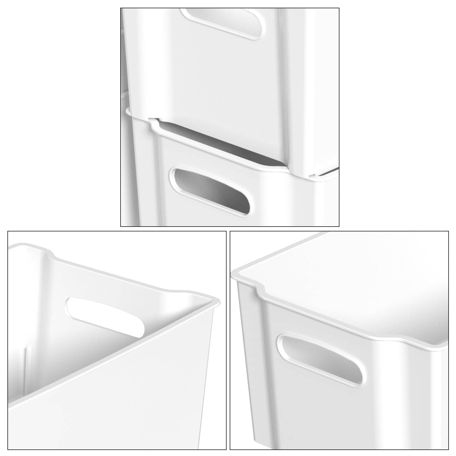 Hommp 4-Pack Plastic Storage Bin, Stackable Pantry Organizer Bins, White