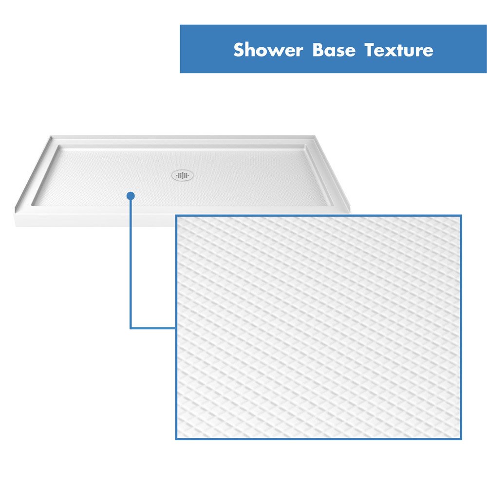 DreamLine SlimLine 34 in. D x 48 in. W x 2 3/4 in. H Center Drain Single Threshold Shower Base in White, DLT-1134480