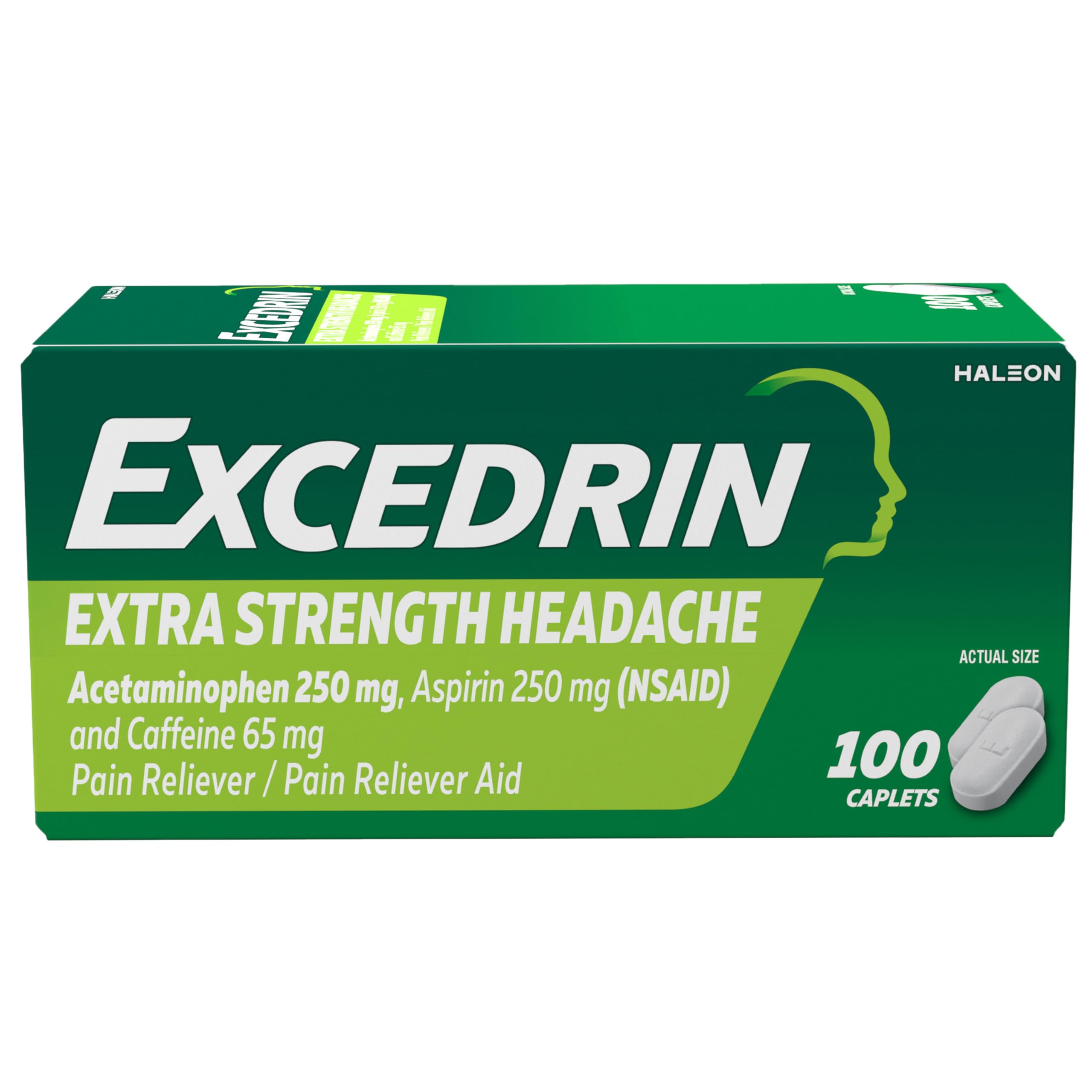 Excedrin Extra Strength Pain Relief Caplets – Headache Relief – 100 Count