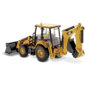 1:50 caterpillar 420f2 it backhoe loader - high line series by diecast masters - 85233 (comes with auger, material arm, pallet fork, and h70 hammer attachments)