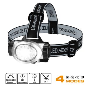 EverBrite 5-Pack LED Headlamp, 4 Lighting Modes, Pivoting Head with Adjustable Headband, Perfect for Running, Camping and Hiking, Batteries Included
