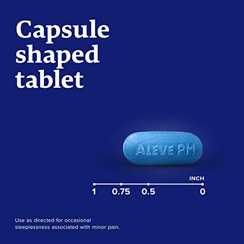 Aleve PM Caplets, Fast Acting Sleep Aid and Pain Relief for Headaches, Muscle Aches, Non-Habit Forming 220 mg Naproxen Sodium and 25 mg Diphenhydramine HCl Capsules, 80 count