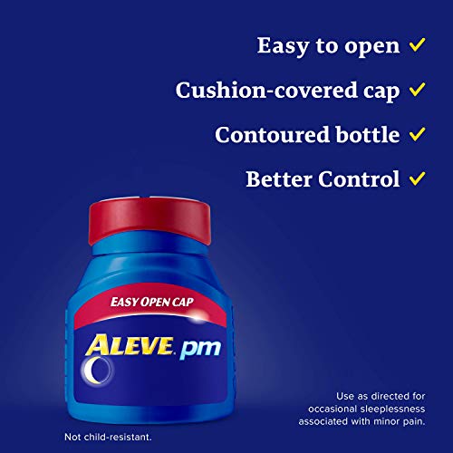 Aleve PM Caplets, Fast Acting Sleep Aid and Pain Relief for Headaches, Muscle Aches, Non-Habit Forming 220 mg Naproxen Sodium and 25 mg Diphenhydramine HCl Capsules, 80 count