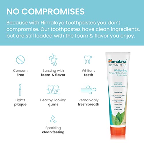 Himalaya Botanique Complete Care Whitening Toothpaste, Simply Mint, for a Clean Mouth, Whiter Teeth and Fresh Breath, 5.29 oz