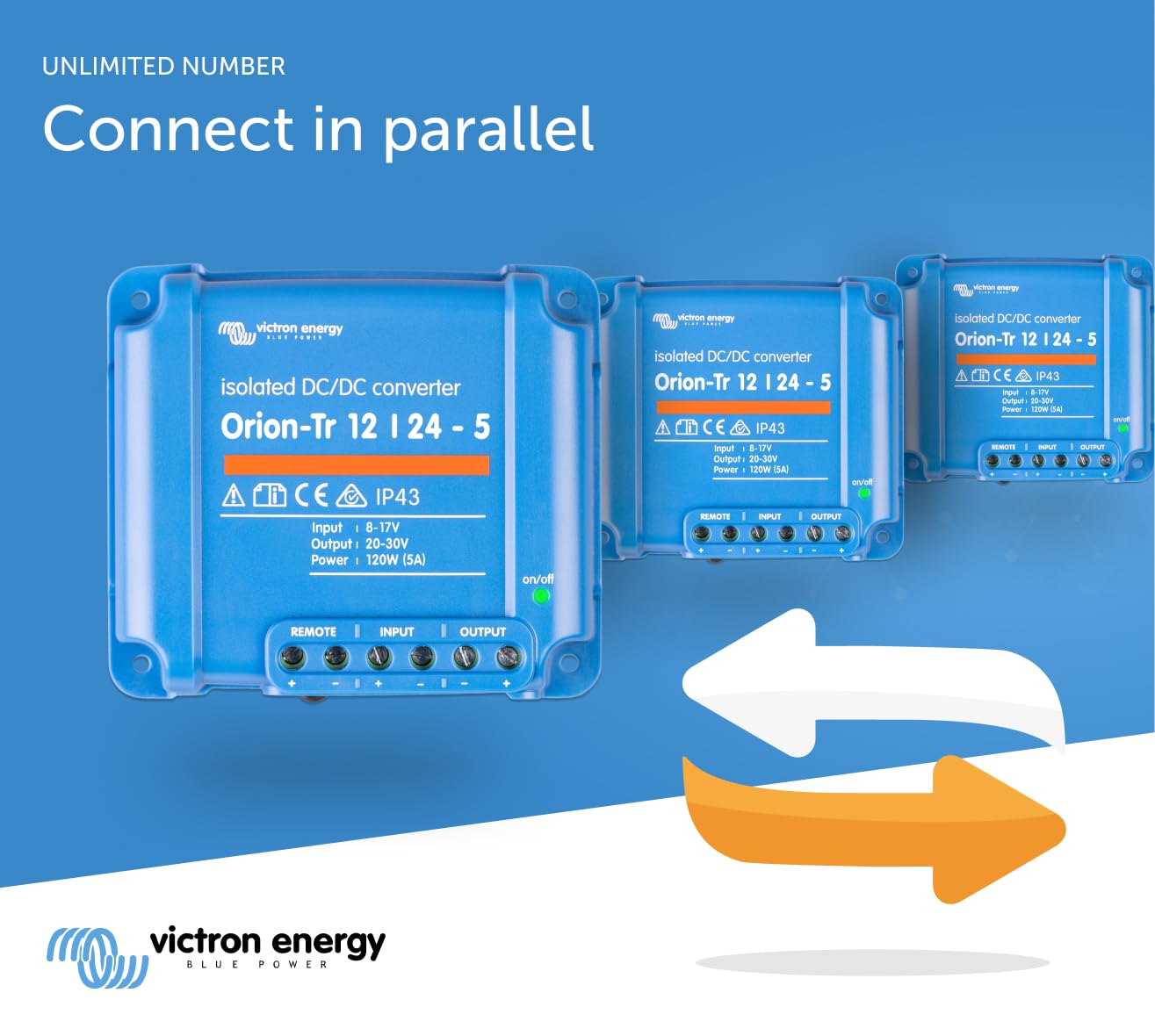 Victron Energy Orion-Tr IP43 12/24-Volt 5 amp 120-Watt Isolated DC-DC Converter