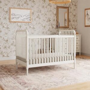 Namesake Liberty 3-in-1 Convertible Spindle Crib with Toddler Bed Conversion Kit in White, Greenguard Gold Certified