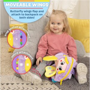 Buckle Toys - Blossom Butterfly Activity Backpack - Educational Learning Toy - Must Have for Long Car Trips - Zippered Pouch for Storage - Great Gift for Toddlers