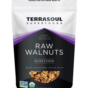 Terrasoul Superfoods Raw Organic Walnuts, 16 Oz - Chandler Variety | Fresh | Light Color