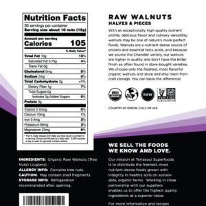 Terrasoul Superfoods Raw Organic Walnuts, 16 Oz - Chandler Variety | Fresh | Light Color