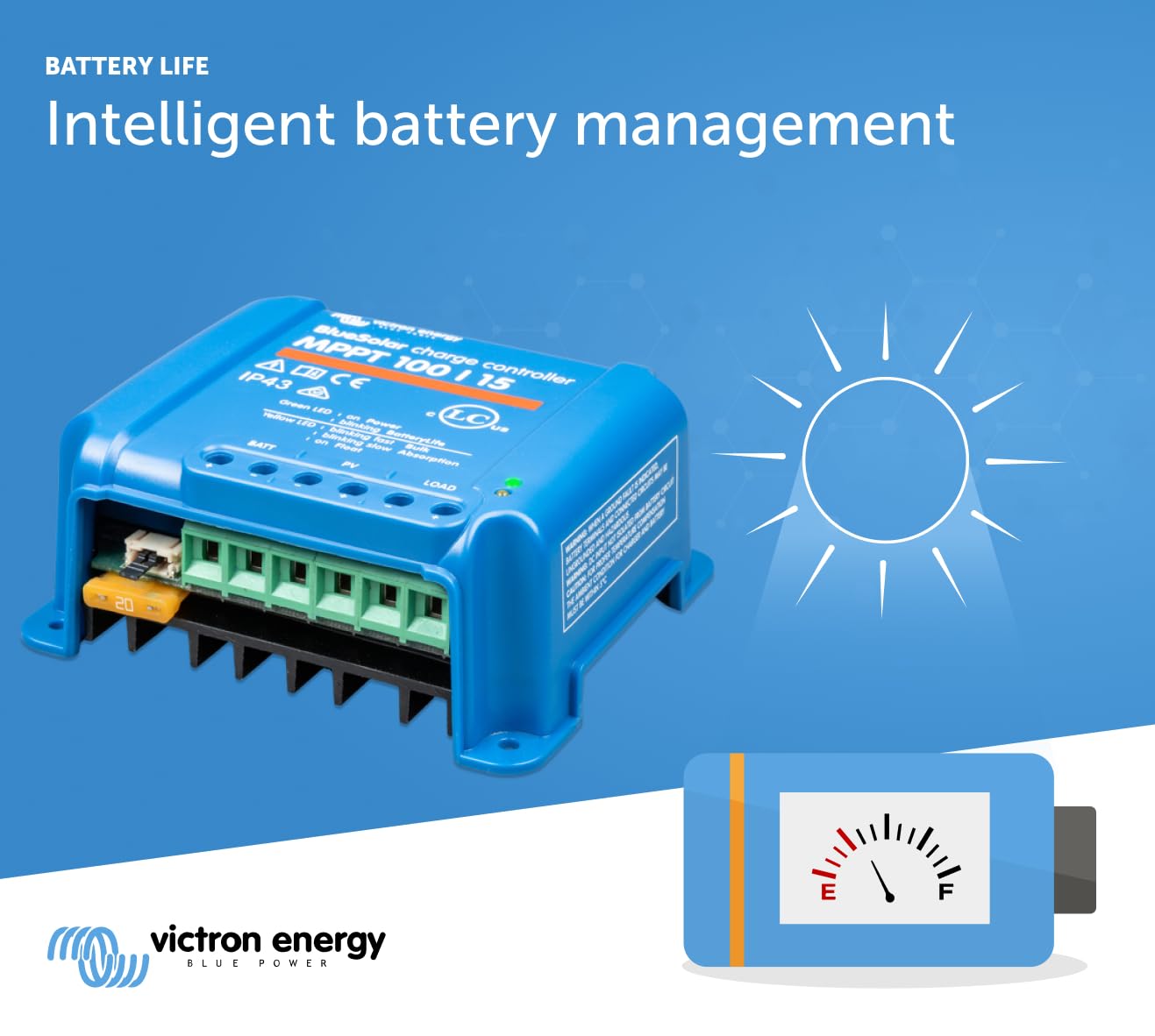 Victron Energy BlueSolar MPPT 100V 15 amp 12/24-Volt Solar Charge Controller