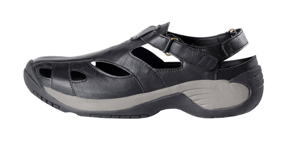 Ped-Lite Women's neuropathy Sport Sandal - Sandy Black|Strap|9W