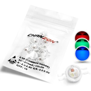 chanzon 10pcs high power led chip 3w rgb 4 pin common anode (300ma - 350ma for each color 3 watt) multicolor super bright intensity smd cob light emitter component diode bulb lamp beads diy lighting