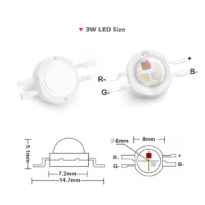 CHANZON 10pcs High Power Led Chip 3W RGB 4 pin Common Anode (300mA - 350mA for Each Color 3 Watt) Multicolor Super Bright Intensity SMD COB Light Emitter Component Diode Bulb Lamp Beads DIY Lighting