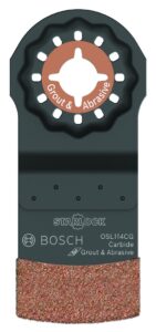 bosch osl114cg 1-piece 1-1/4 in. starlock oscillating multi tool grout & abrasive carbide grit plunge cut blade for applications in grout removal