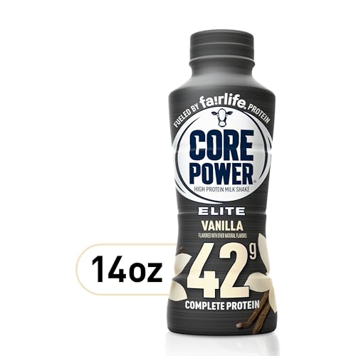 Core Power Fairlife Elite 42g High Protein Milk Shake Bottle, Ready To Drink for Workout Recovery, kosher, Liquid, Vanilla, 14 Fl Oz (Pack of 12)