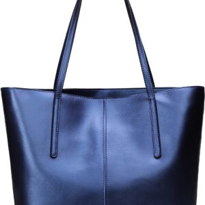 Covelin Women's Handbag Genuine Leather Tote Shoulder Bags Soft Hot Blue