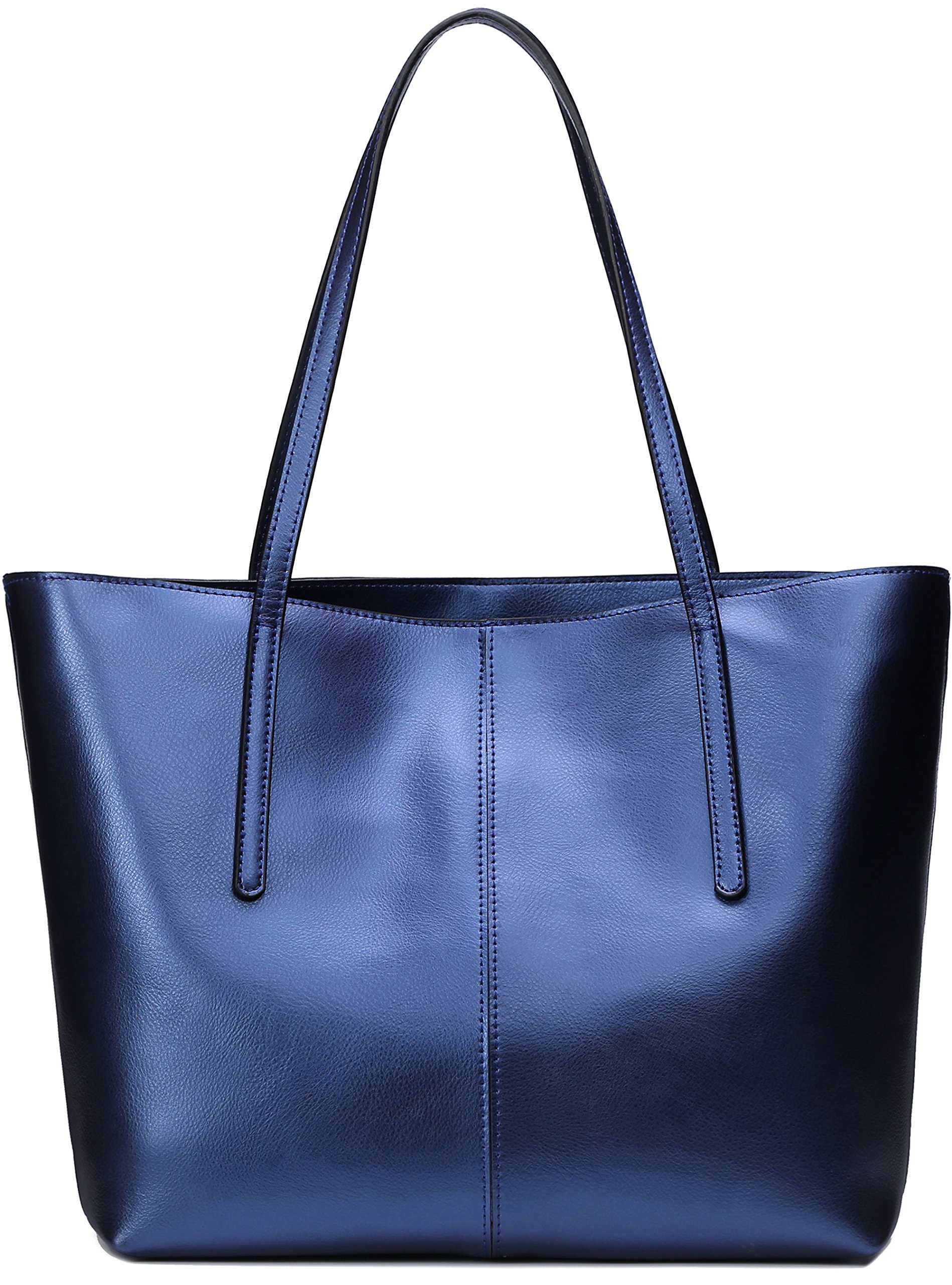 Covelin Women's Handbag Genuine Leather Tote Shoulder Bags Soft Hot Blue