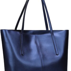 Covelin Women's Handbag Genuine Leather Tote Shoulder Bags Soft Hot Blue