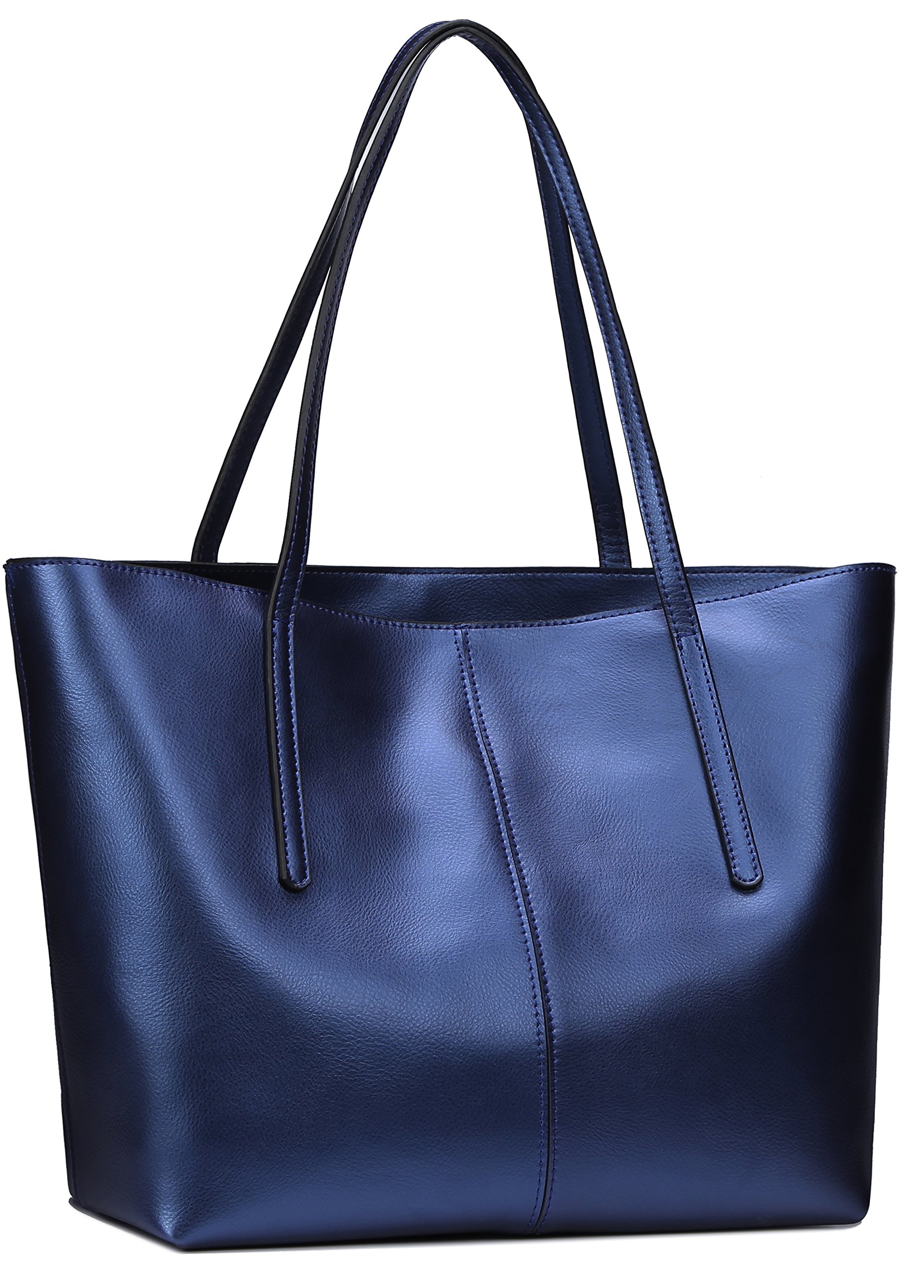 Covelin Women's Handbag Genuine Leather Tote Shoulder Bags Soft Hot Blue