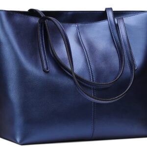 Covelin Women's Handbag Genuine Leather Tote Shoulder Bags Soft Hot Blue