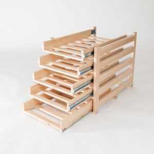 Wine Logic In-Cabinet Sliding Tray Wine Rack, 30-Bottle, Solid Maple Wood, Unstained with Clear Satin Lacquer Finish