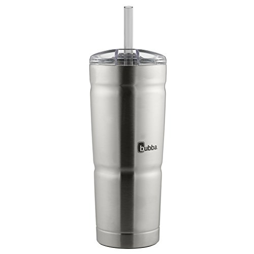 BUBBA BRANDS Envy S Vacuum-Insulated Stainless Steel Tumbler with Lid and Straw, 24oz Reusable Iced Coffee or Water Cup, BPA-Free Travel Tumbler, Steel/Clear